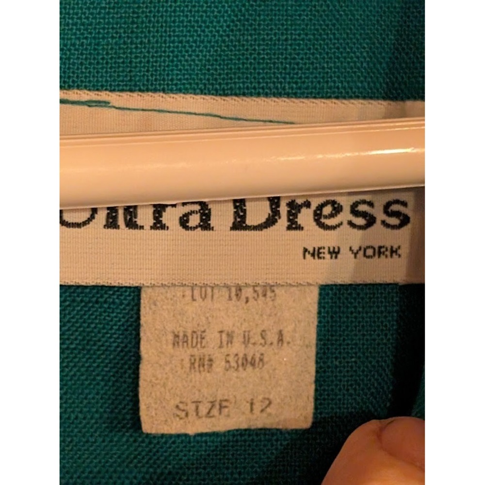 Ultra Dress New York Teal Short Sleeve Dress Women's 12 Made in USA‎ Vintage - Picture 3 of 3